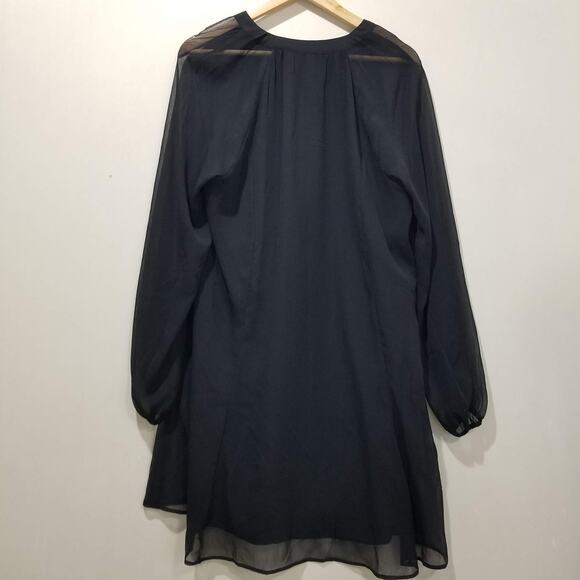 Joie Dress Womens Large Black Balloon Sleeve Caviar Polyester Button Front NWT - Picture 5 of 13